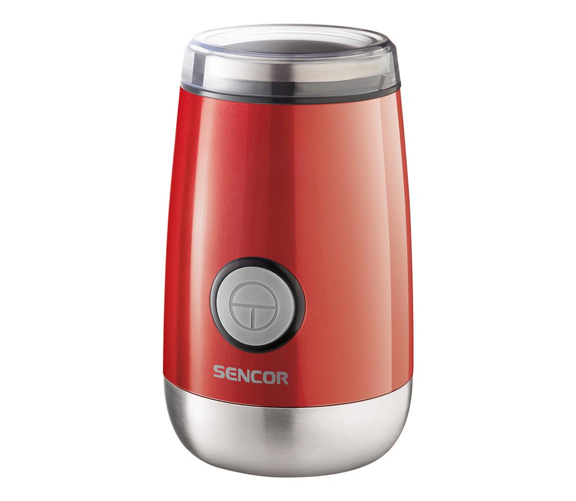 Sencor Sencor - Elektrický mlýnek na zrnkovou kávu 60 g 150W/230V červená/chrom FT0135