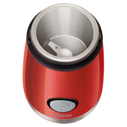 Sencor - Elektrický mlýnek na zrnkovou kávu 60 g 150W/230V červená/matný chrom