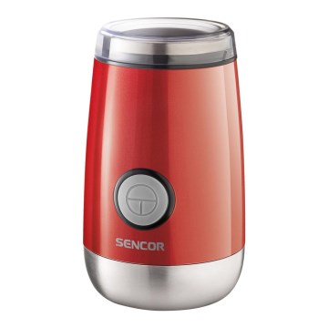 Sencor - Elektrický mlýnek na zrnkovou kávu 60 g 150W/230V červená/matný chrom
