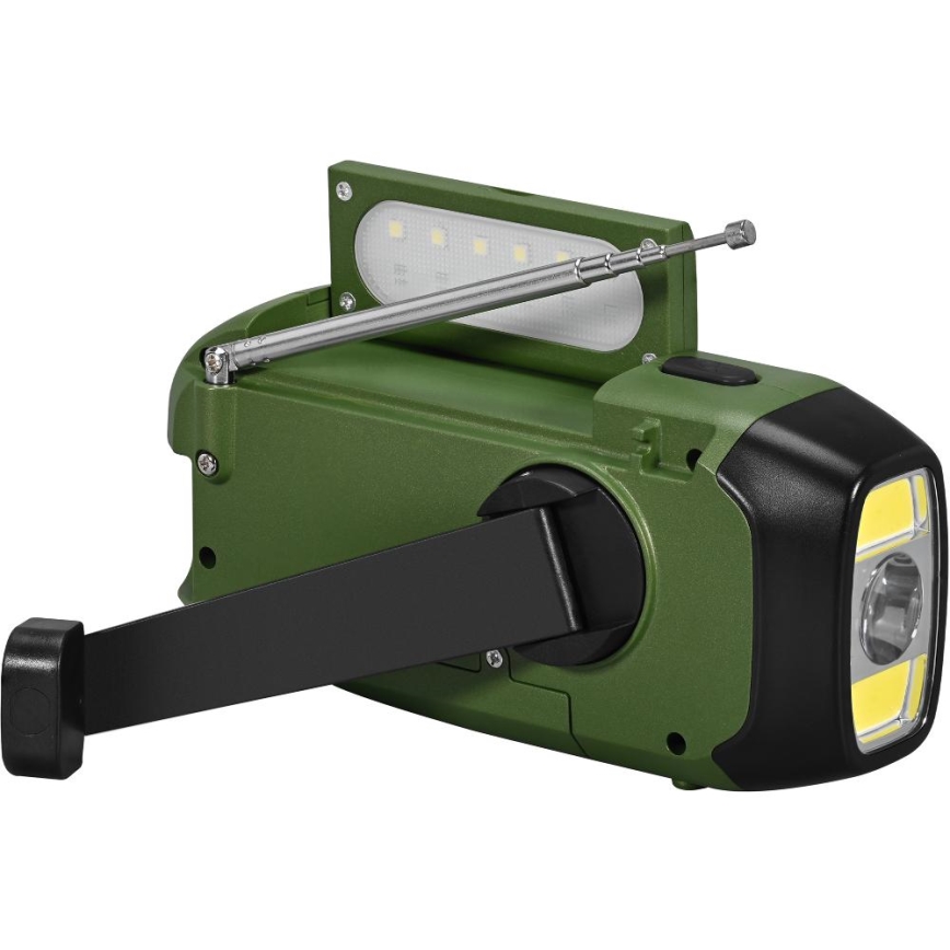 Sencor - Kempingové rádio se solárním panelem a LED svítilnou 5V/2000 mAh IPX4 zelená