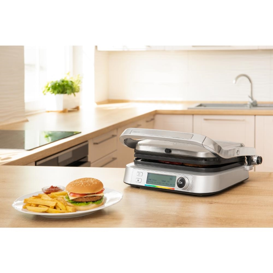 Sencor - Kontaktní gril 2100W/230V matný chrom