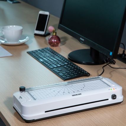 Sencor - Laminátor A4 s řezačkou a děrovačkou 100W/230V bílá