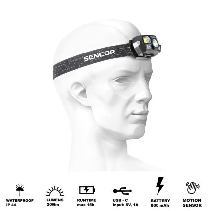 Sencor - LED Nabíjecí čelovka LED/3W/900 mAh IP44