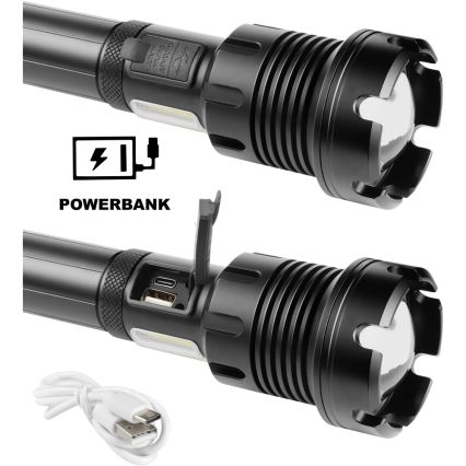 Sencor - LED Nabíjecí hliníková svítilna s funkcí powerbanky LED/10W/4400 mAh 2000 lm IP44