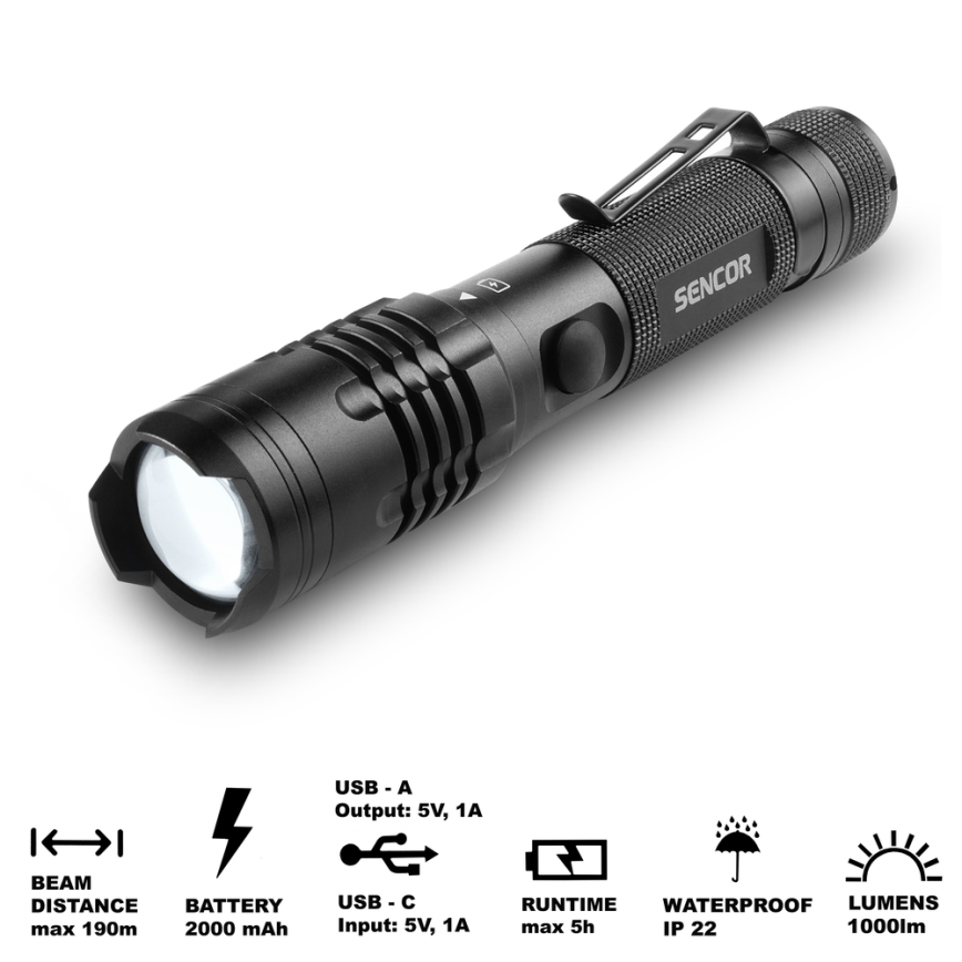 Sencor - LED Nabíjecí svítilna LED/10W IP22 černá