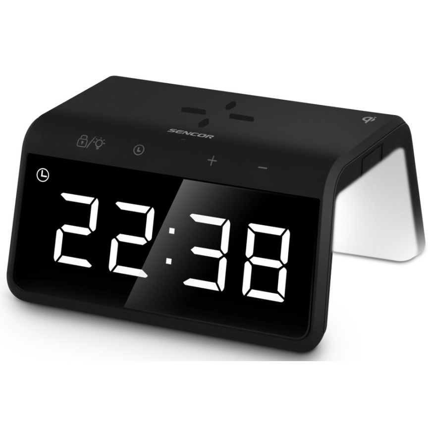 Sencor - LED RGB Budík s bezdrátovým nabíjením 10W/1xCR2032