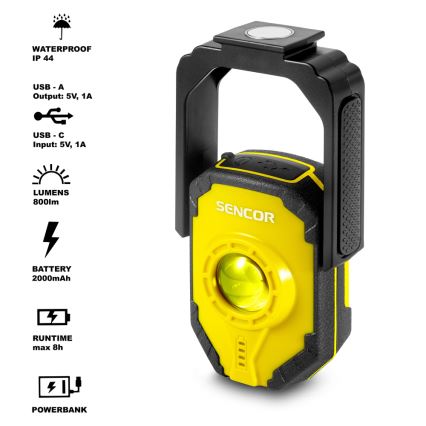 Sencor - LED Svítilna s powerbankou LED/10W/2000 mAh IP44