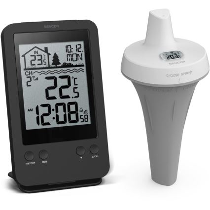 Sencor - Měřící stanice s bezdrátovým bazénovým plovoucím senzorem 2xAA + 2xAA IPX7
