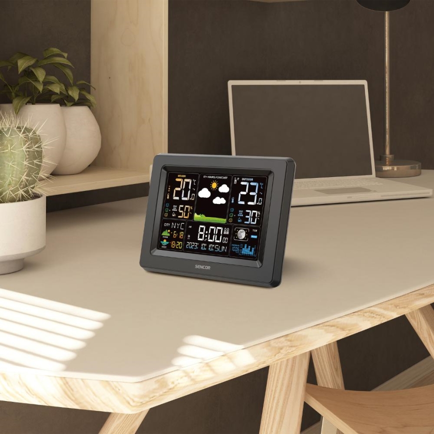 Sencor - Meteostanice s barevným LCD displejem 3xAA + 2xAA černá