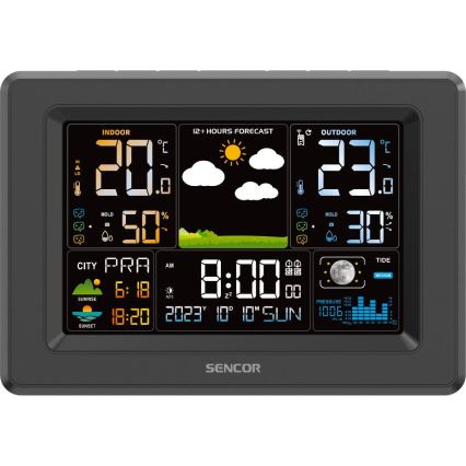 Sencor - Meteostanice s barevným LCD displejem 3xAA + 2xAA černá