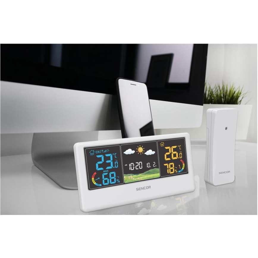 Sencor - Meteostanice s barevným LCD displejem 3xAAA + 2xAA bílá