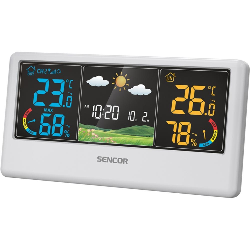 Sencor - Meteostanice s barevným LCD displejem 3xAAA + 2xAA bílá