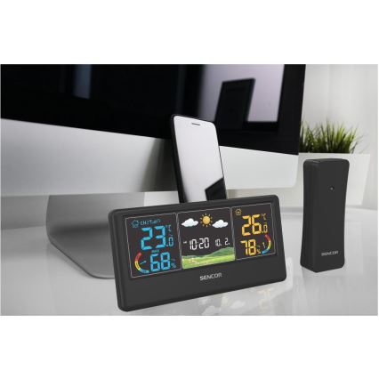 Sencor - Meteostanice s barevným LCD displejem 3xAAA + 2xAA černá