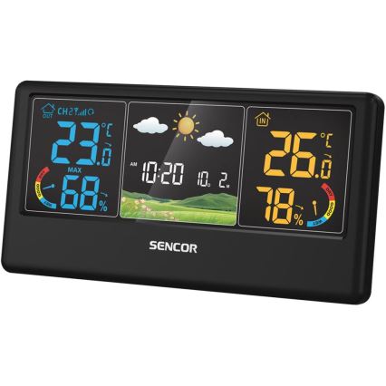 Sencor - Meteostanice s barevným LCD displejem 3xAAA + 2xAA černá