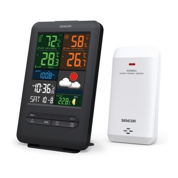 Sencor - Meteostanice s barevným LCD displejem 5V/1xCR2032 + 2xAA