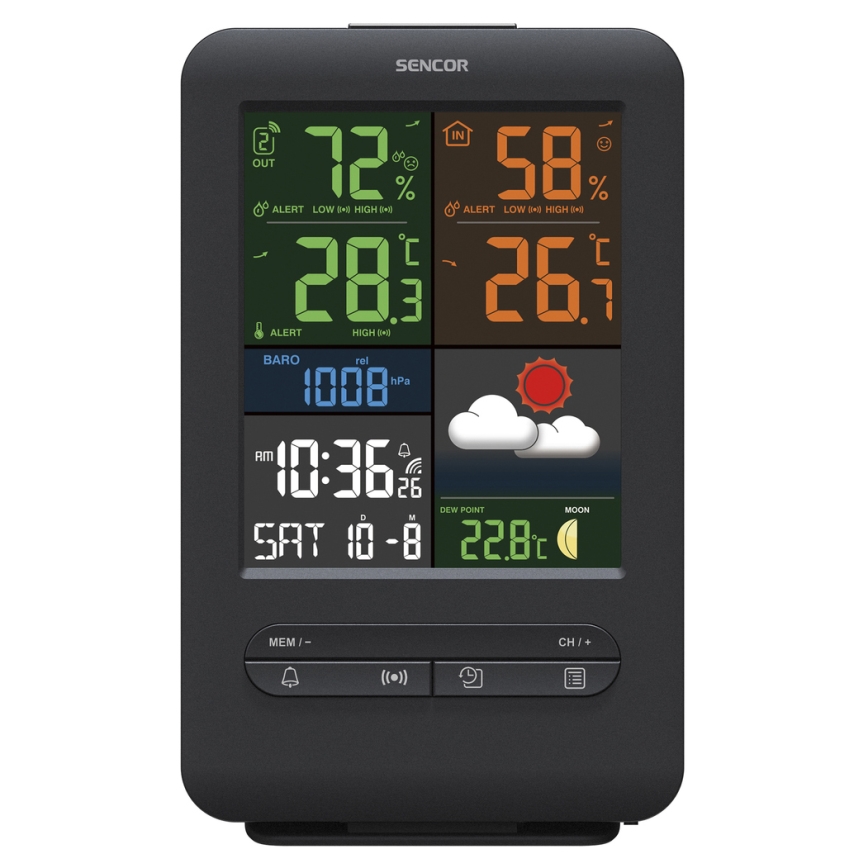 Sencor - Meteostanice s barevným LCD displejem 5V/1xCR2032 + 2xAA