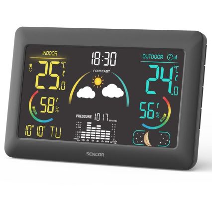 Sencor - Meteostanice s barevným LCD displejem a budíkem 5V 3xAA + 2xAA