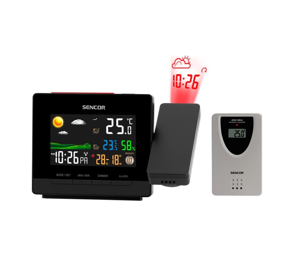 Sencor Sencor - Meteostanice s barevným LCD displejem, budíkem a projektorem 2xAA FT0118