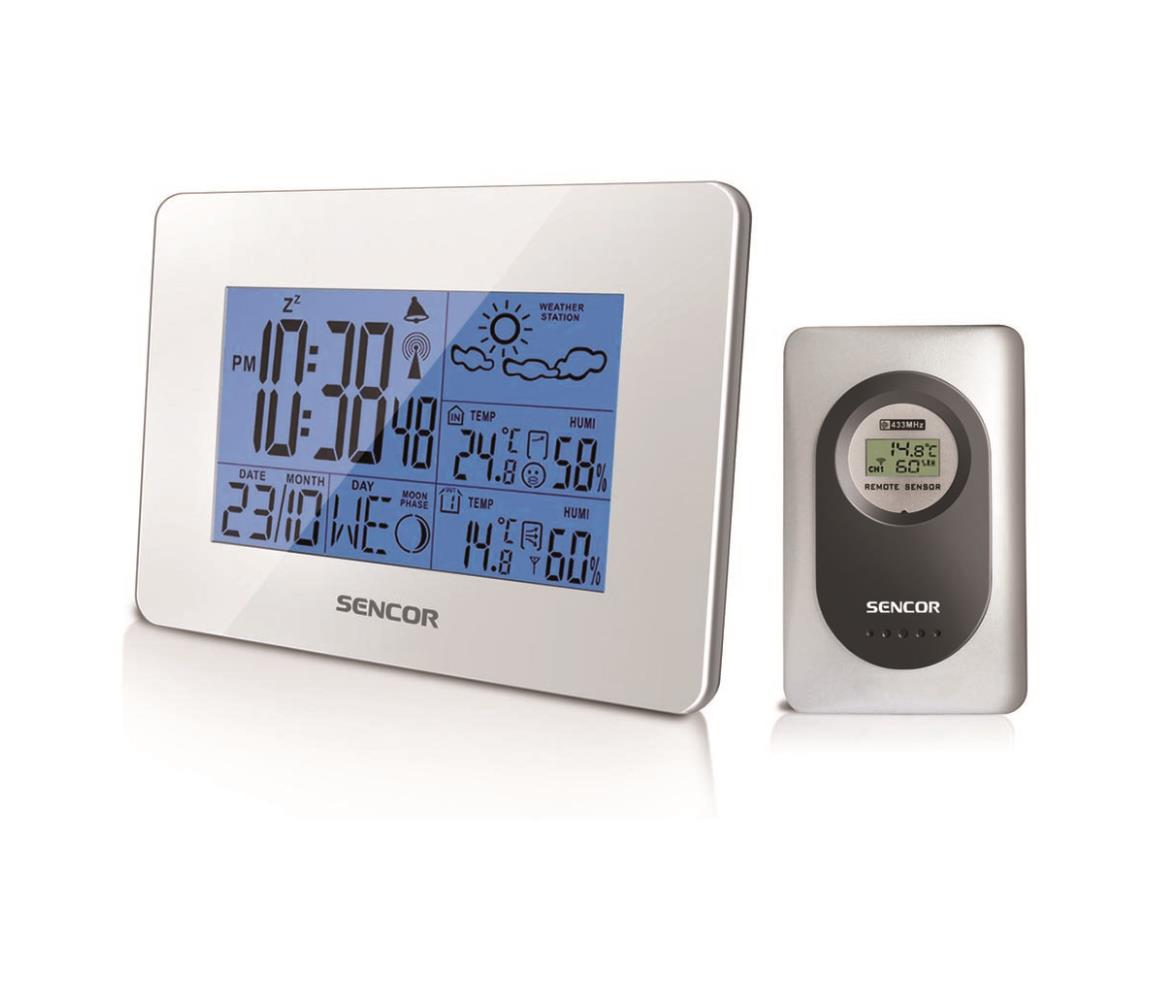 Sencor Sencor - Meteostanice s LCD displejem a budíkem 3xAA bílá FT0117