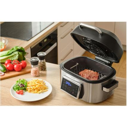 Sencor - Multifunkční horkovzdušná fritéza a gril 1660W/230V 6 l matný chrom/černá