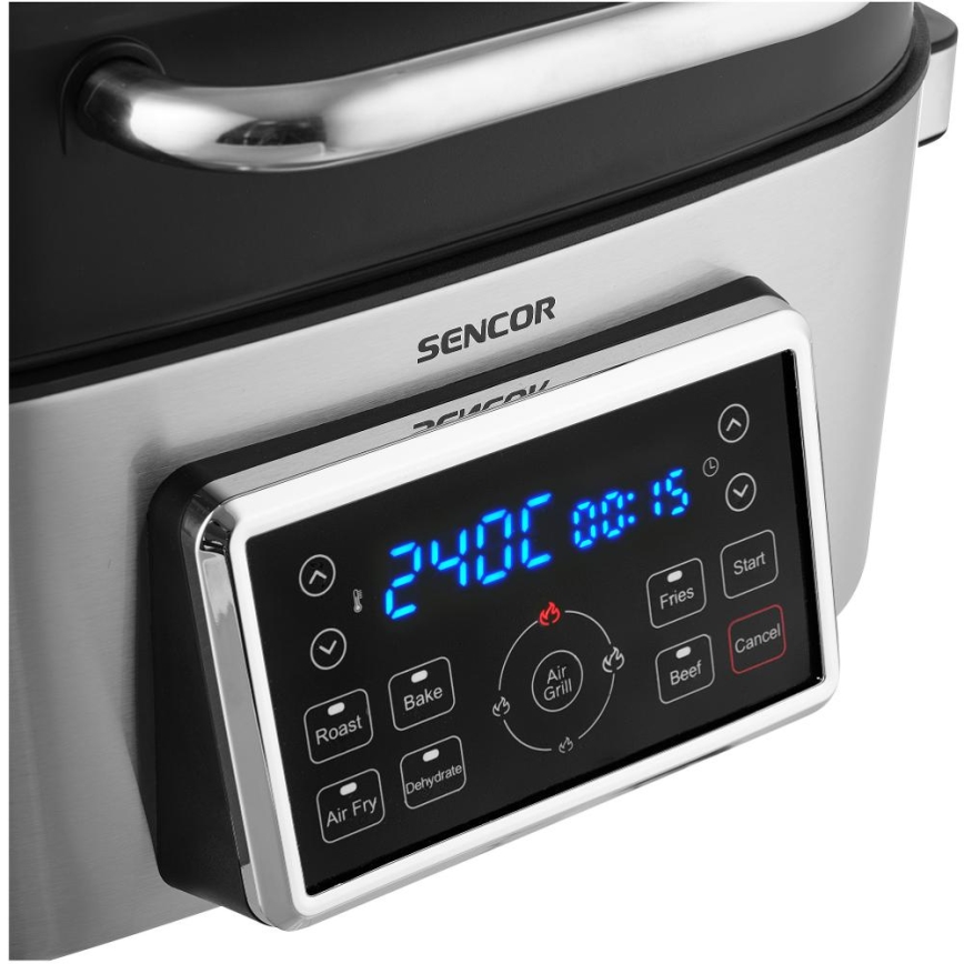Sencor - Multifunkční horkovzdušná fritéza a gril 1660W/230V 6 l matný chrom/černá