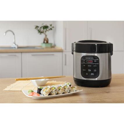 Sencor - Multifunkční rýžovar 350W/230V 0,6 l nerez/černá