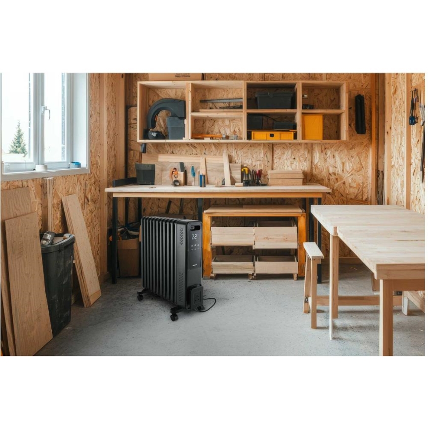 Sencor - Olejový ohřívač s 11 žebry 1000/1200/2400W/230V Wi-Fi černá