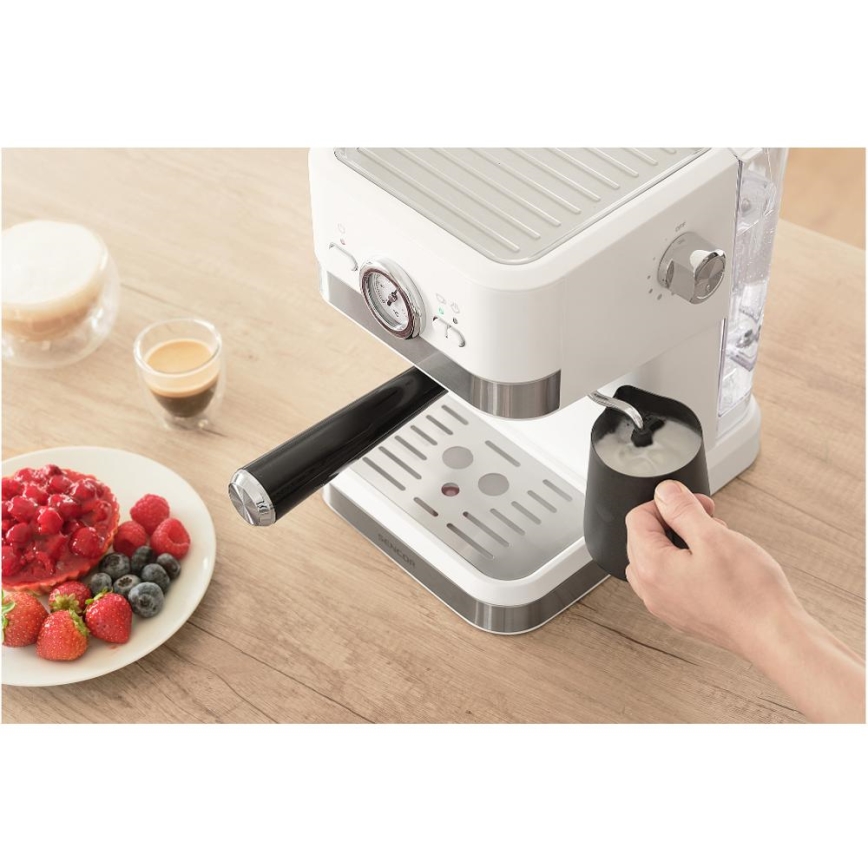 Sencor - Pákový kávovar espresso 1050W/230V bílá/matný chrom
