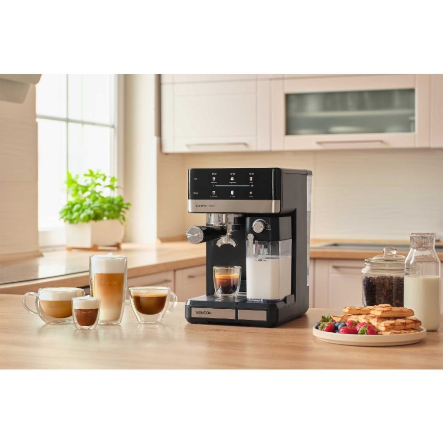 Sencor - Pákový kávovar espresso 1350W/230V černá/matný chrom