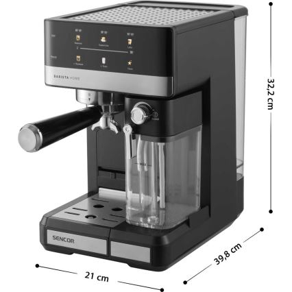 Sencor - Pákový kávovar espresso 1350W/230V černá/matný chrom