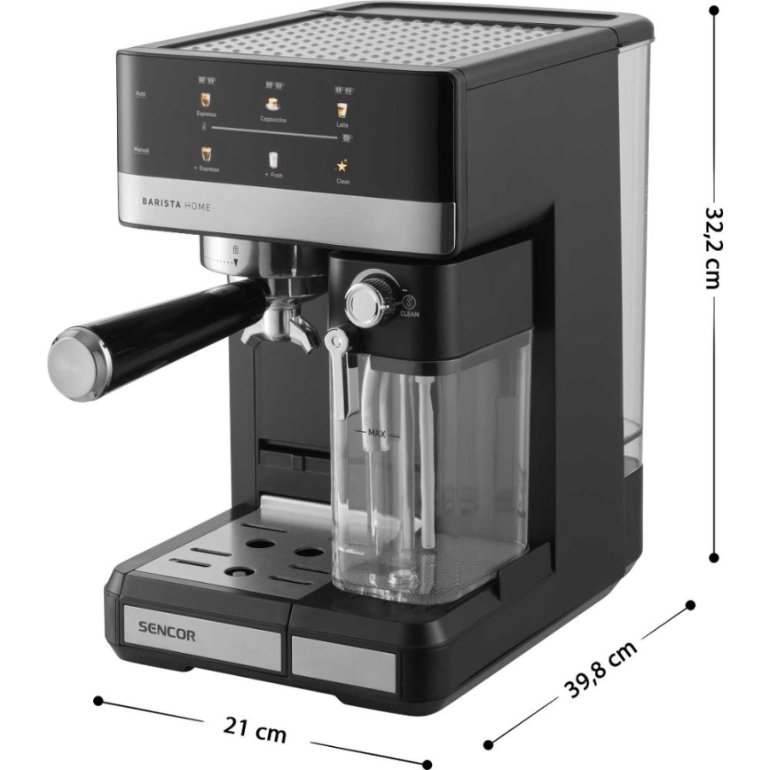 Sencor - Pákový kávovar espresso 1350W/230V černá/matný chrom