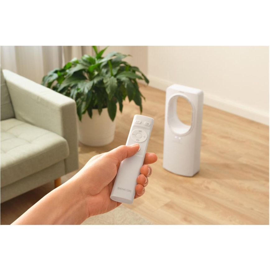 Sencor - Podlahový bezvrtulový ventilátor 50W/230V bílá + dálkové ovládání