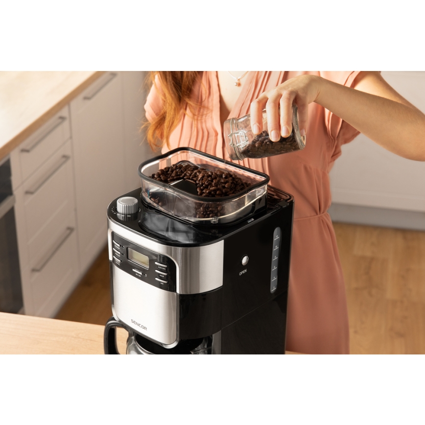 Sencor - Překapávací kávovar 1,5 l s LCD displejem 900W/230V