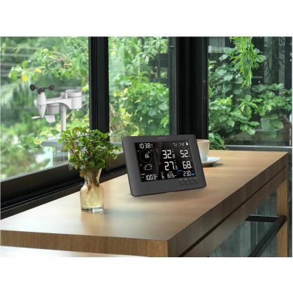 Sencor - Profesionální meteostanice s barevným LCD displejem a budíkem 5V/1xCR2032 + 3xAA Wi-Fi