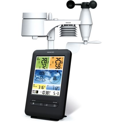 Sencor - Profesionální meteostanice s barevným LCD displejem 1xCR2032 + 3xAA Wi-Fi