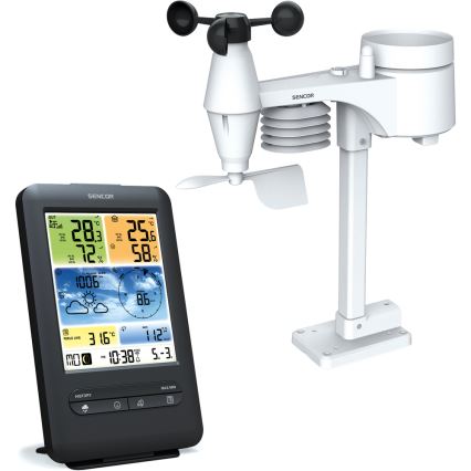 Sencor - Profesionální meteostanice s barevným LCD displejem 1xCR2032 + 3xAA Wi-Fi