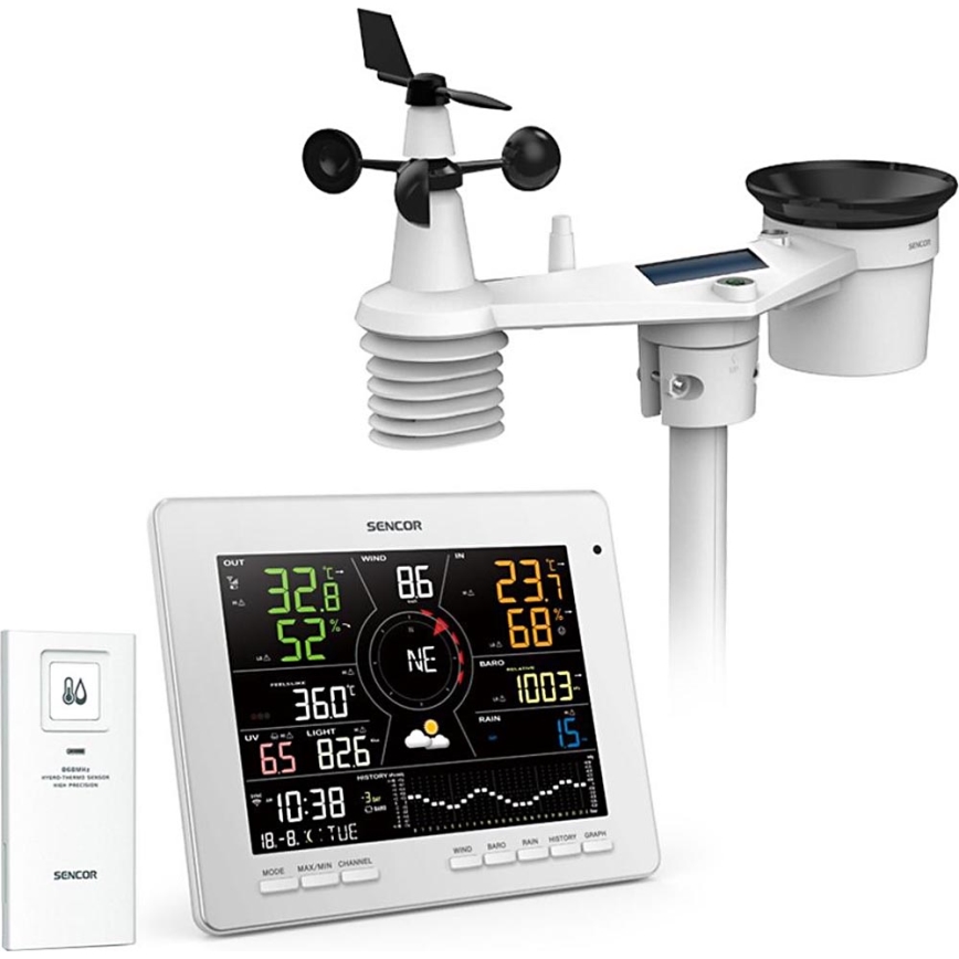 Sencor - Profesionální meteostanice s barevným LCD displejem 1xCR2032 Wi-Fi Tuya