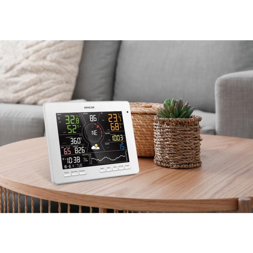 Sencor - Profesionální meteostanice s barevným LCD displejem 1xCR2032 Wi-Fi Tuya