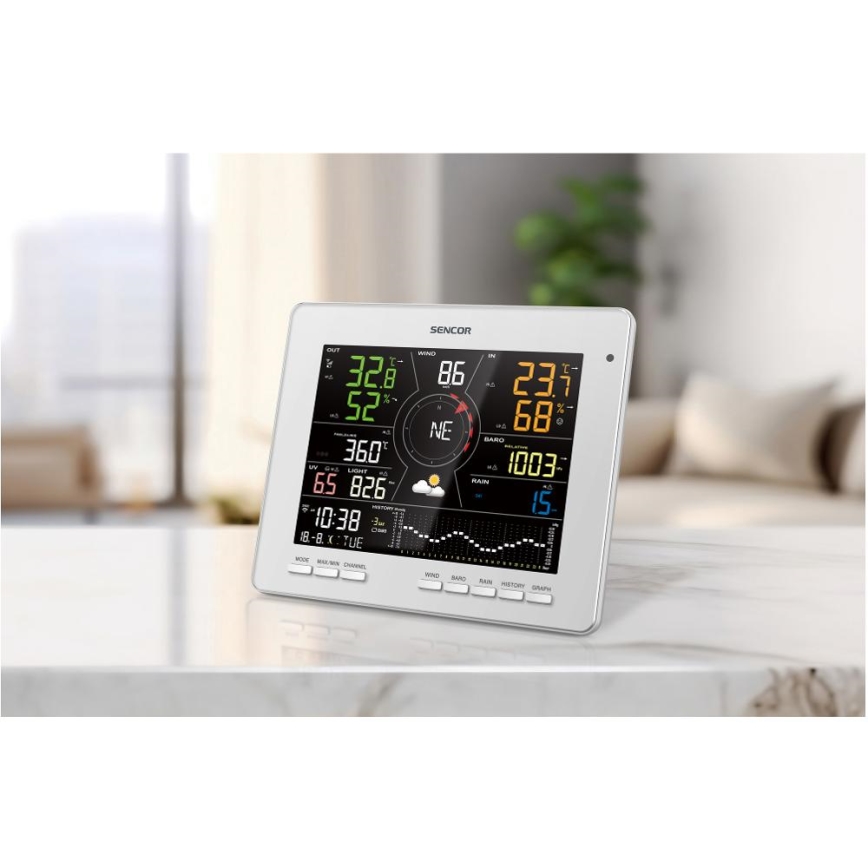 Sencor - Profesionální meteostanice s barevným LCD displejem 1xCR2032 Wi-Fi Tuya