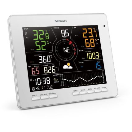Sencor - Profesionální meteostanice s barevným LCD displejem 1xCR2032 Wi-Fi Tuya