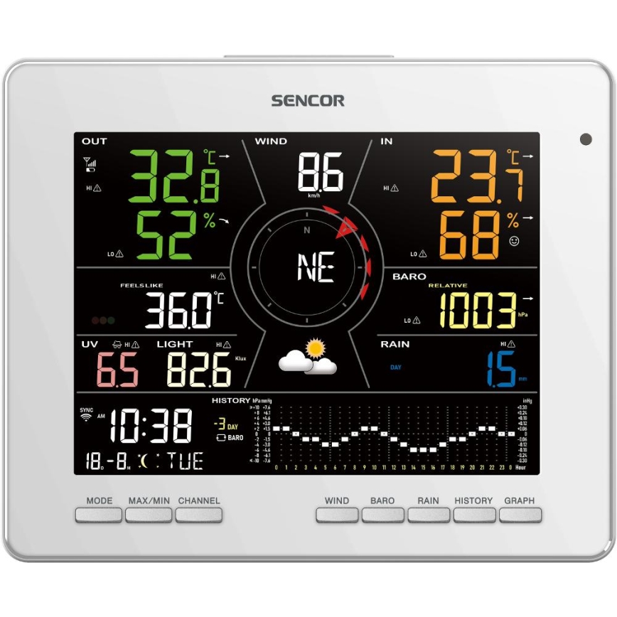 Sencor - Profesionální meteostanice s barevným LCD displejem 1xCR2032 Wi-Fi Tuya