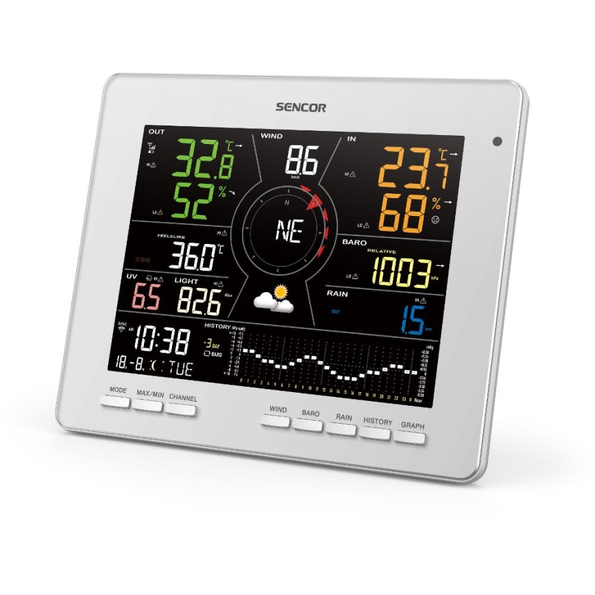 Sencor - Profesionální meteostanice s barevným LCD displejem 1xCR2032 Wi-Fi Tuya