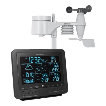 Sencor - Profesionální meteostanice s barevným LCD displejem 5V/1xCR2032 + 3xAA