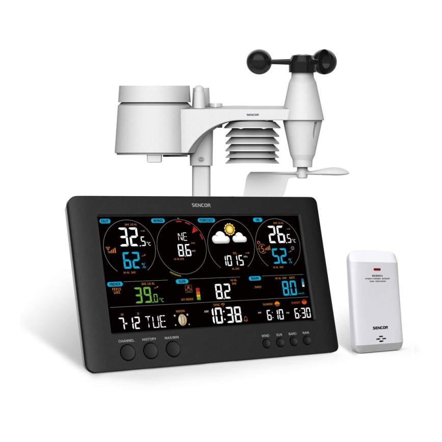 Sencor - Profesionální meteostanice s barevným LCD displejem 5V/1xCR2032 + 3xAA Wi-Fi