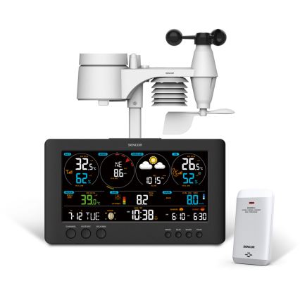 Sencor - Profesionální meteostanice s barevným LCD displejem 5V/1xCR2032 + 3xAA Wi-Fi