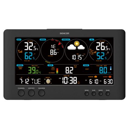 Sencor - Profesionální meteostanice s barevným LCD displejem 5V/1xCR2032 + 3xAA Wi-Fi
