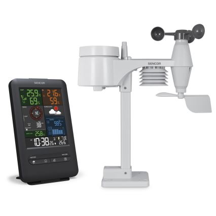 Sencor - Profesionální meteostanice s LCD displejem a budíkem 1xCR2032 + 3xAA
