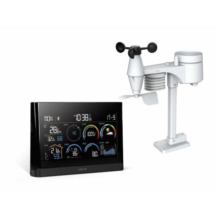 Sencor - Profesionální meteostanice s barevným LCD displejem a budíkem 5V/3xAAA + 3xAA