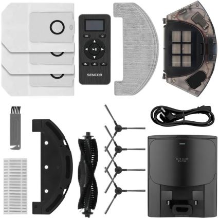 Sencor - Robotický vysavač s mopem 2v1 16W/2600 mAh Wi-Fi černá + dálkové ovládání