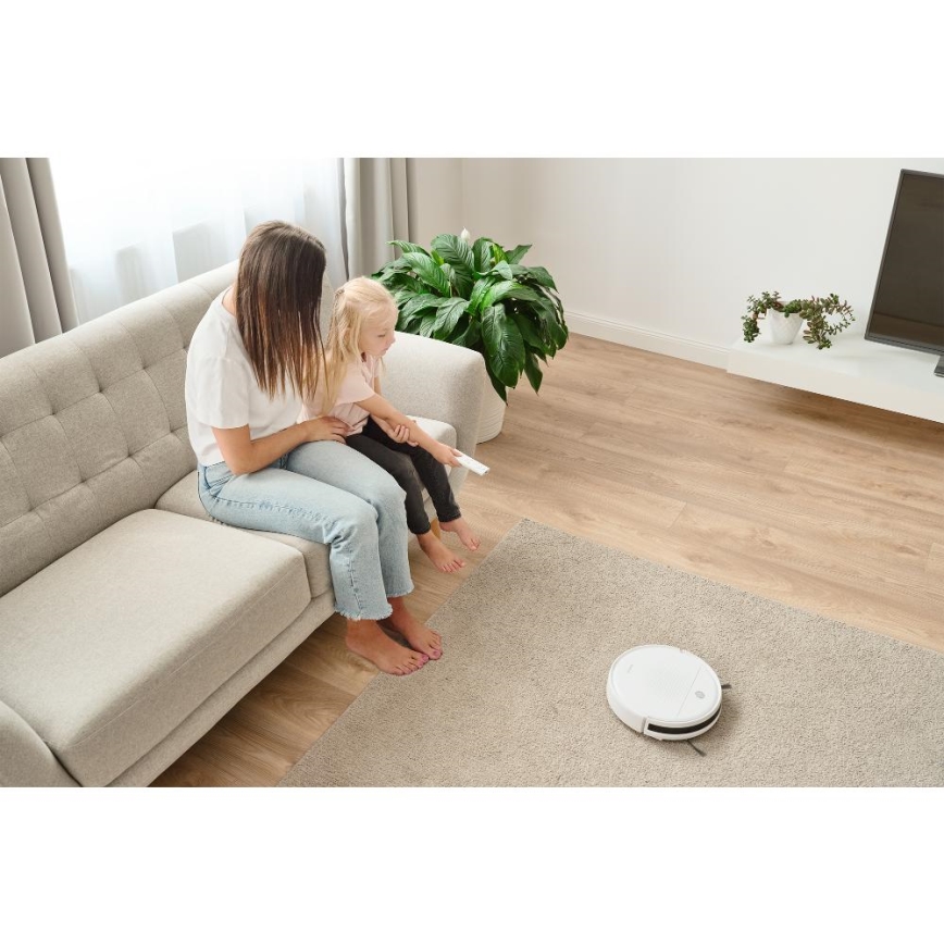 Sencor - Robotický vysavač s mopem 2v1 18W/1500 mAh bílá + dálkové ovládání